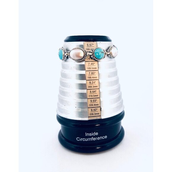 Carolyn Pollack Sterling Silver 925 Turquoise & Mother of Pearl Toggle Bracelet - Picture 3 of 12